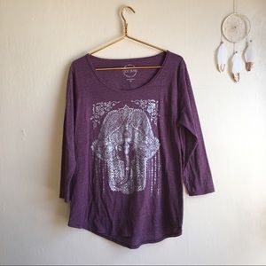 Lucky Brand 3/4 sleeve purple hamsa t-shirt